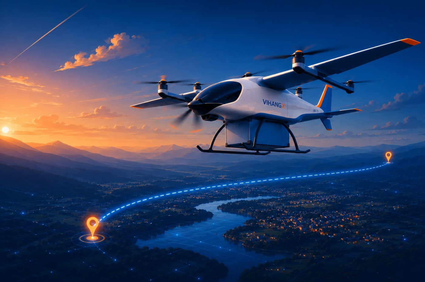 VihangX-1 fixed-wing VTOL hybrid delivery aircraft in flight