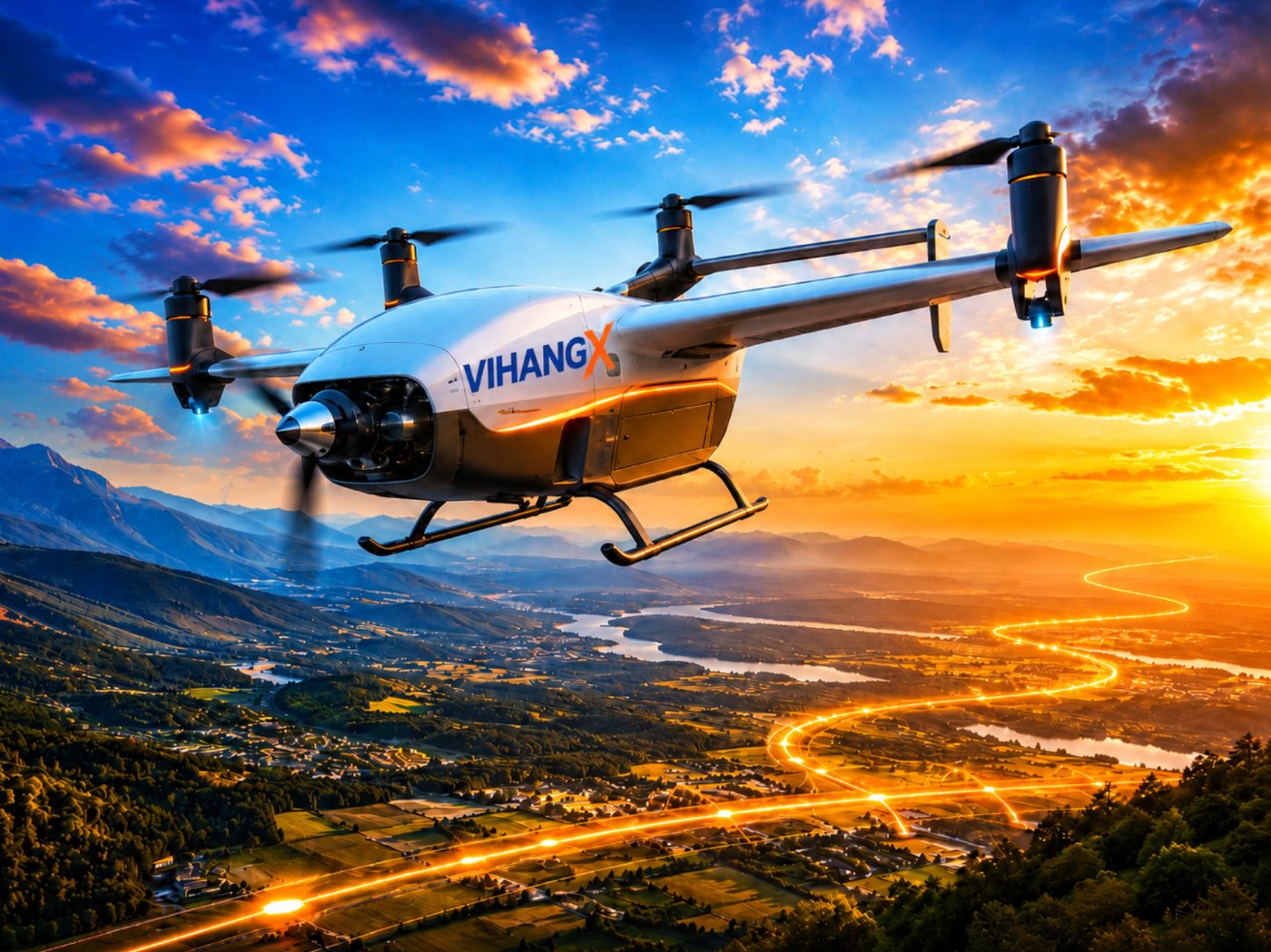 VihangX-2 fixed-wing VTOL pure IC engine aircraft in flight